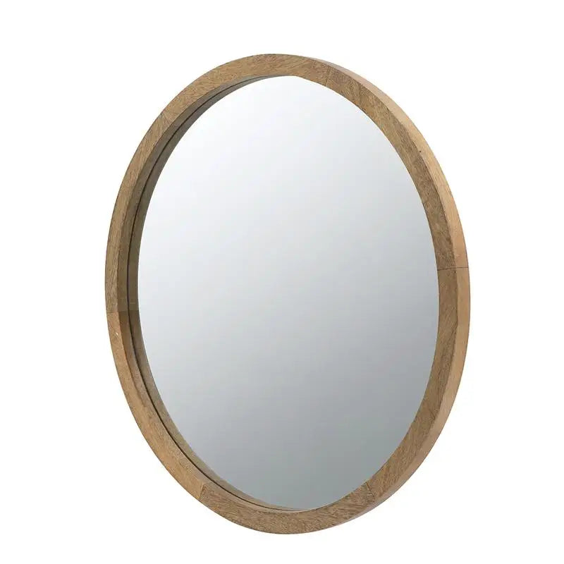Japandi Round Brown Wall Mirror