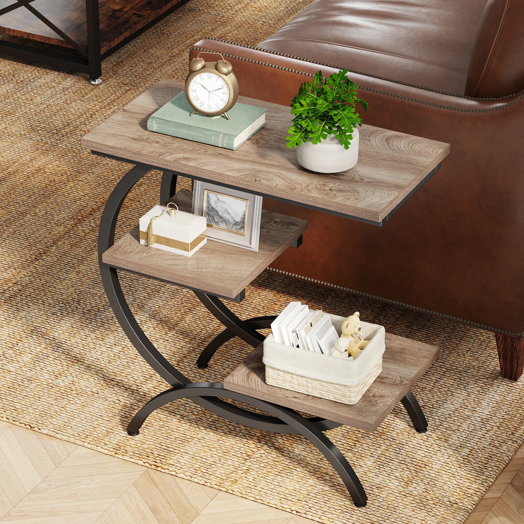 C-Shaped Sofa Side Table