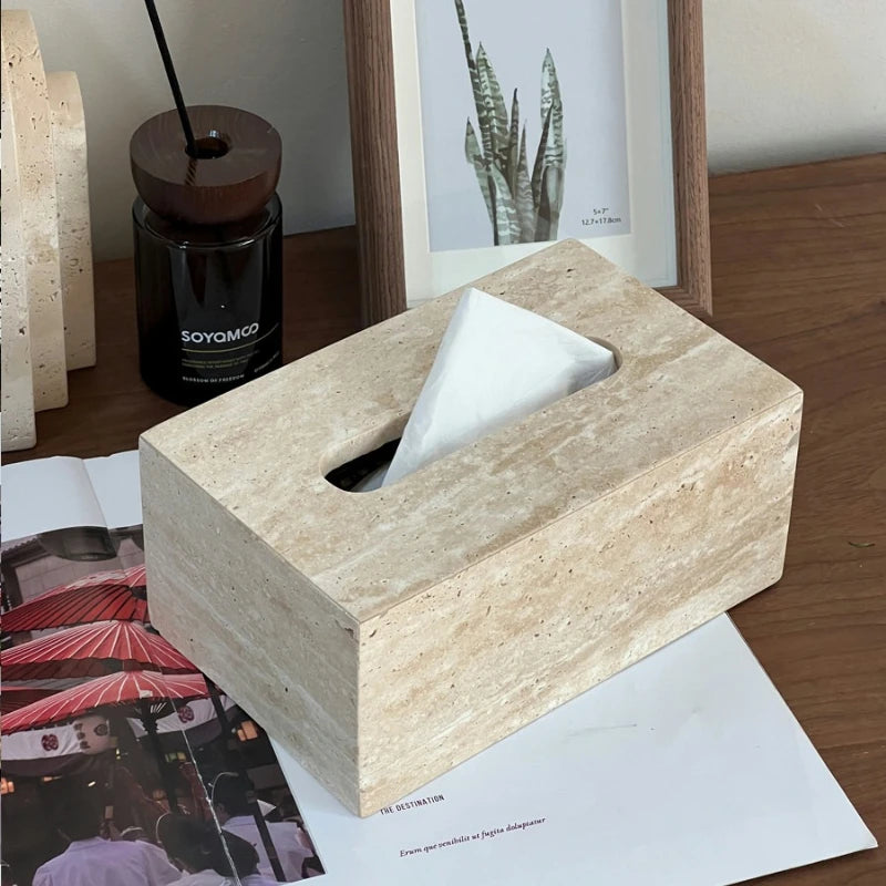 Natural Travertine Tissue Box