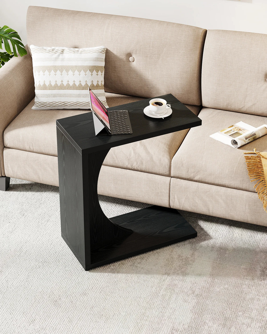 C-Shaped Sofa Side Table