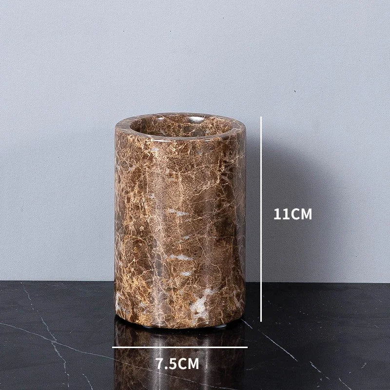 Dark Brown Marble Bath Set