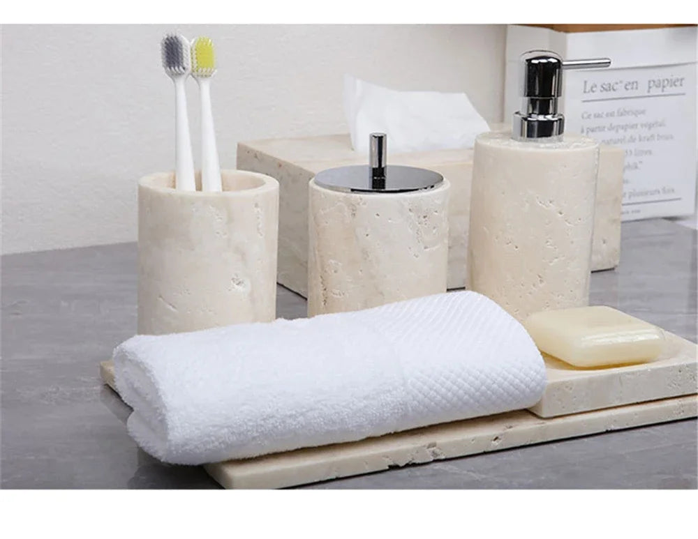 Beige Travertine Vanity Set