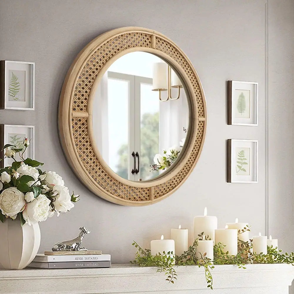 Boho Round Natural Wall Mirror