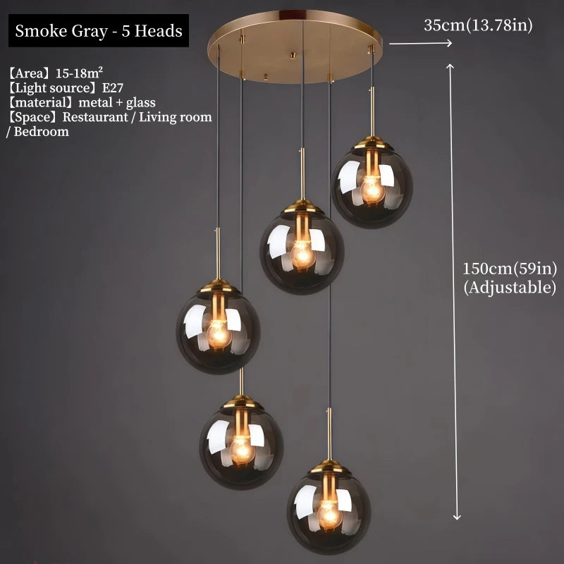 Modern Metal & Glass Chandelier
