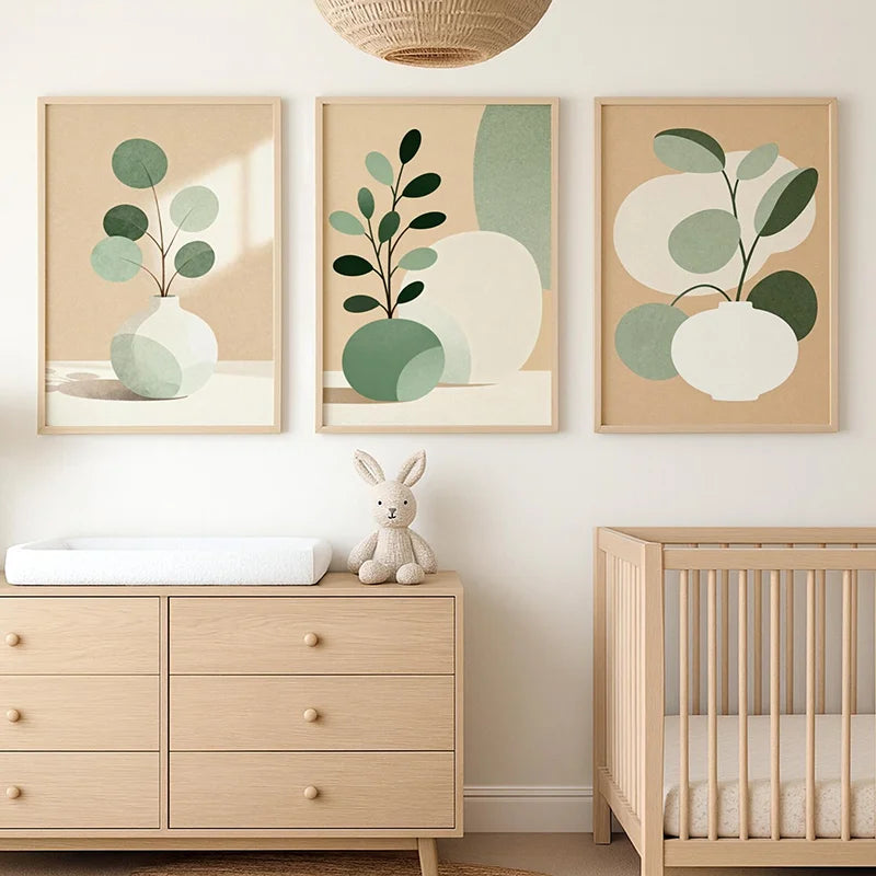 Set of 3 Japandi Canvas Wall Art