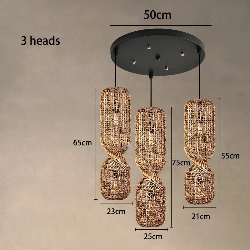 Vintage Rattan Pendant Chandelier