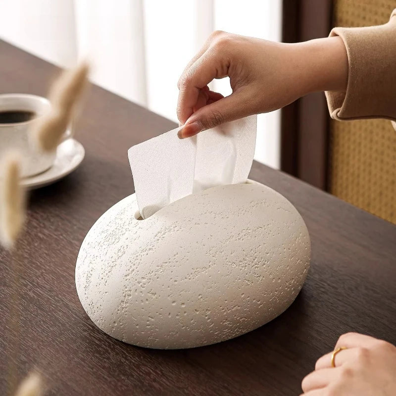 Art Deco Travertine Tissue Box