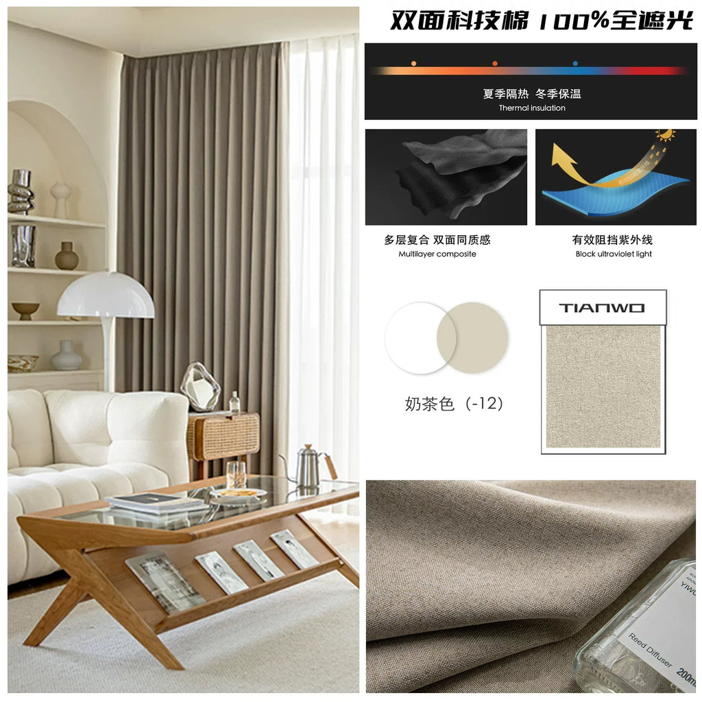 Modern Cotton-Linen Blackout Curtains