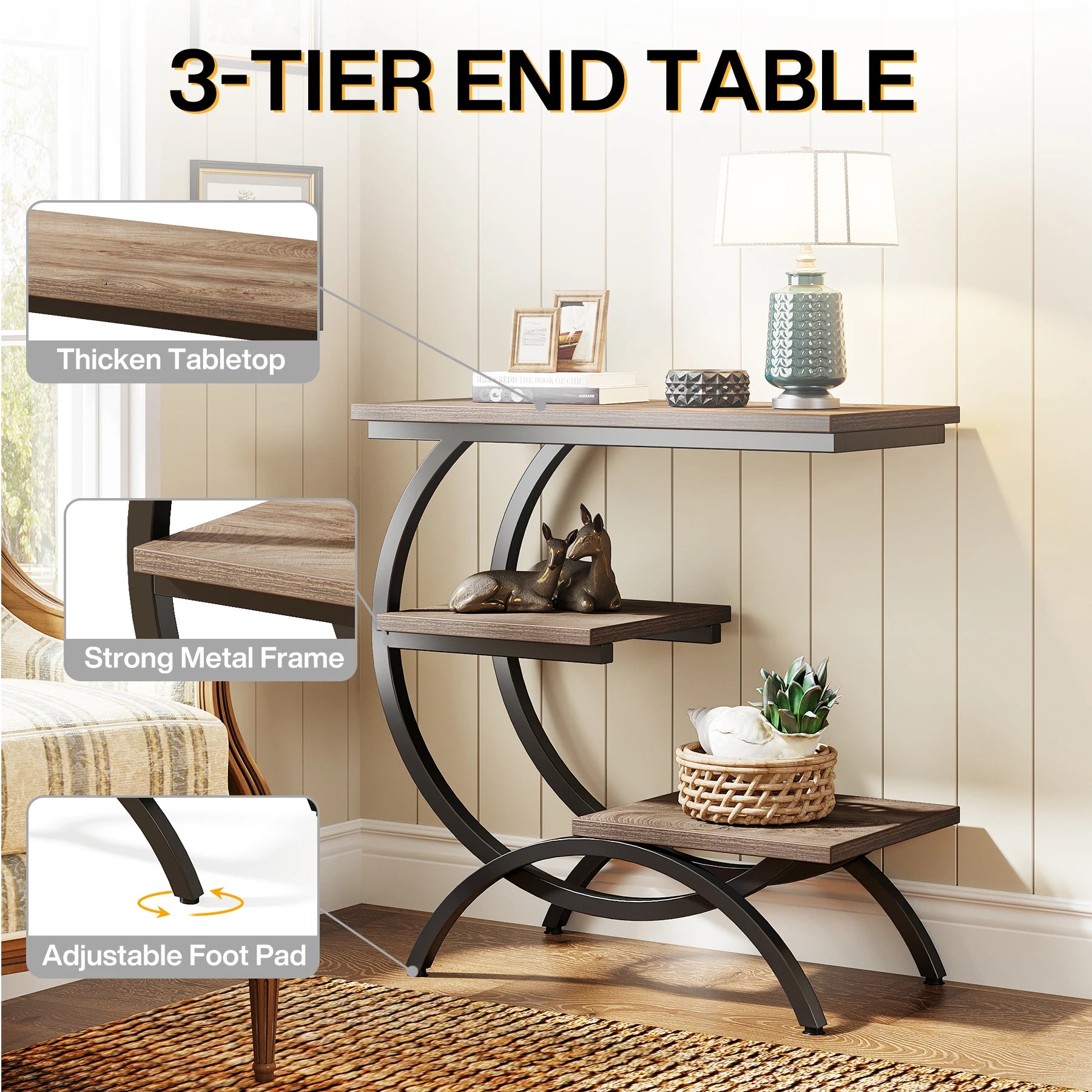 C-Shaped Sofa Side Table