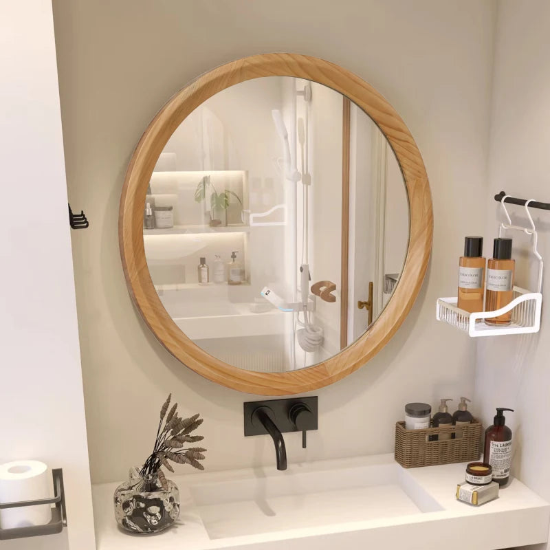 Minimalist Round Natural Magnifying Vanity Mirror
