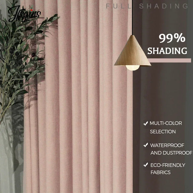 Modern Linen-Blend Blackout Curtains