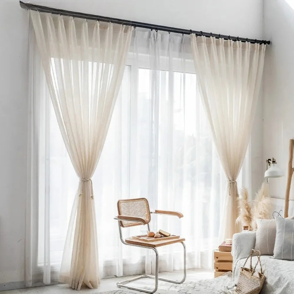 Japanese Linen-Blend Sheer Curtains