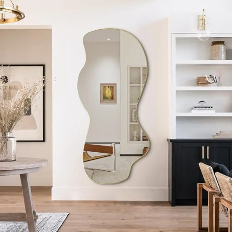 Modern Asymmetrical Gold Wall Mirror