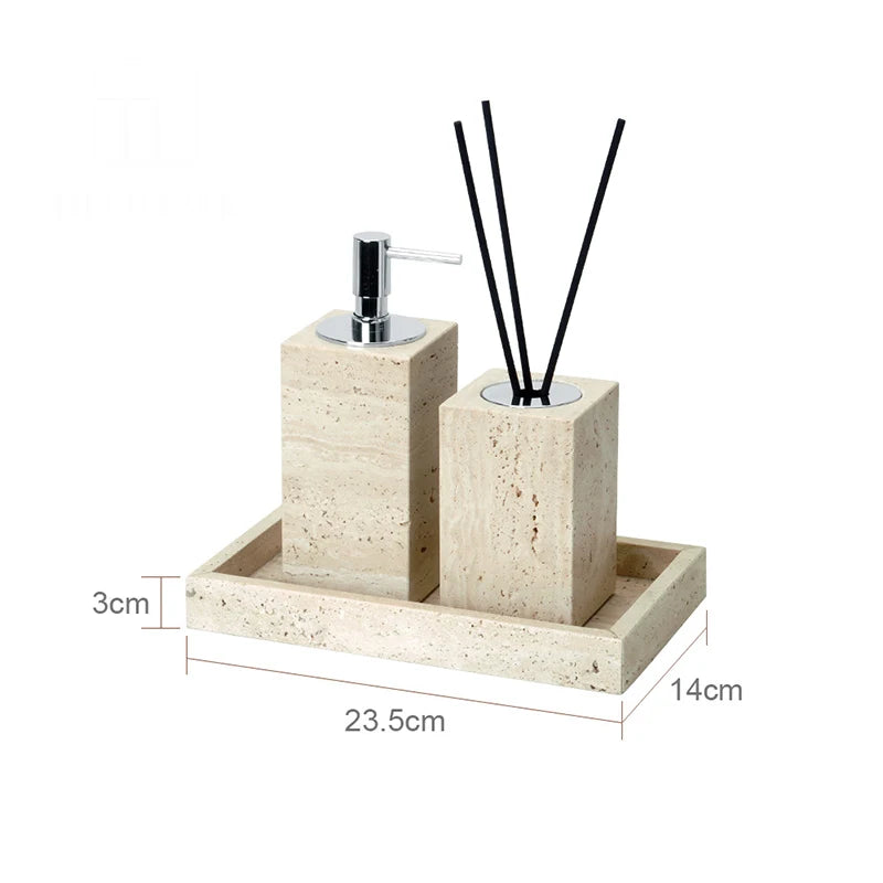 Beige Travertine Accessory Set