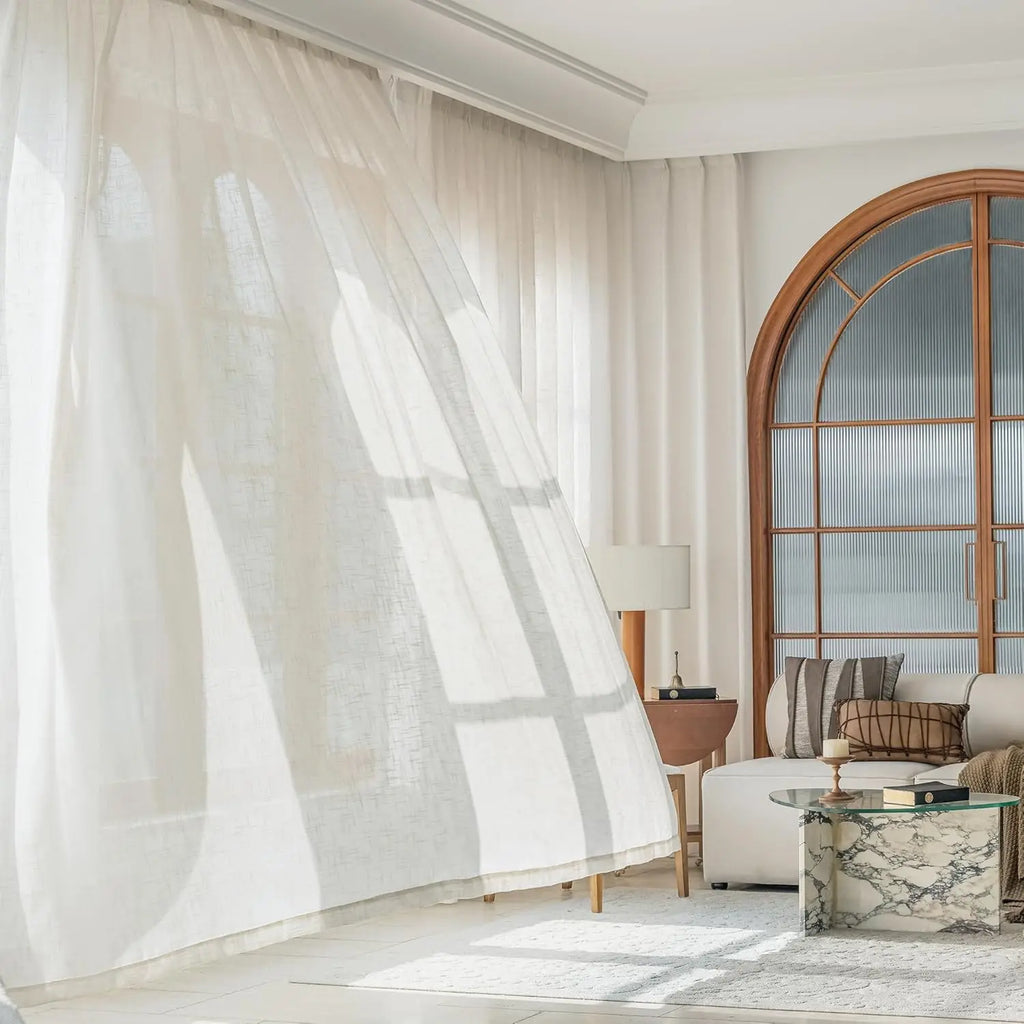 Farmhouse Linen-Blend Semi-Sheer Curtains, 96"