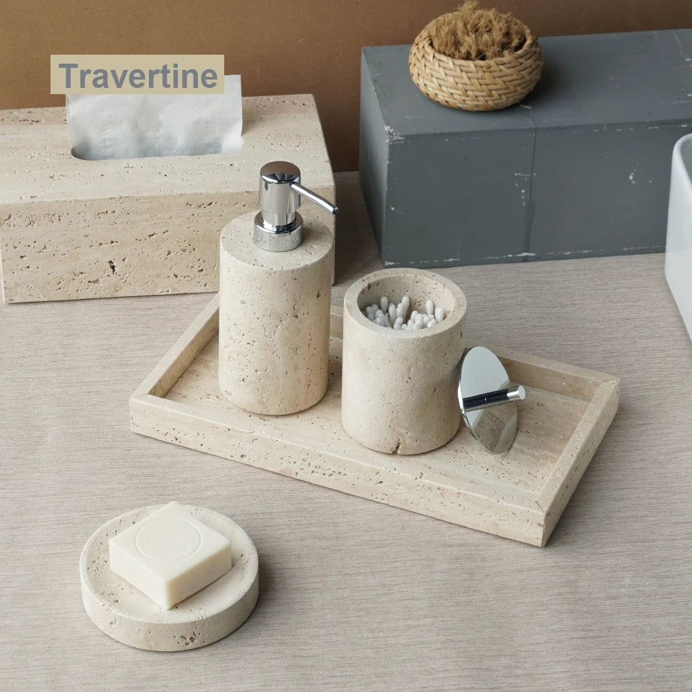 Beige Travertine Accessory Set