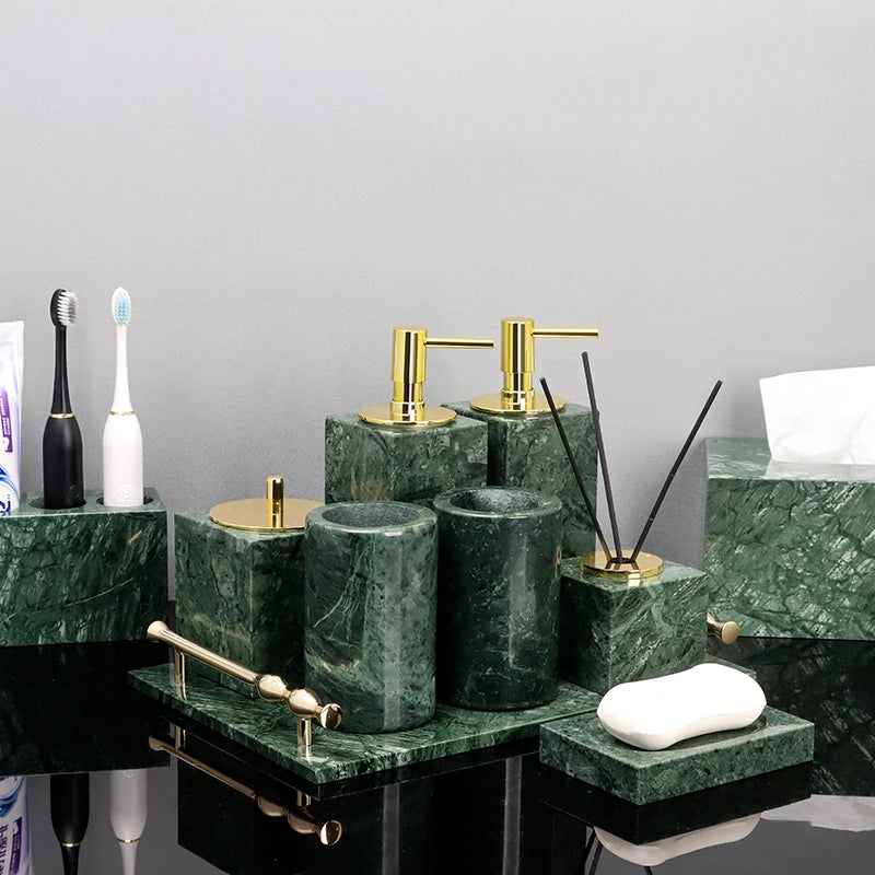 Indian Green Marble Bath Set