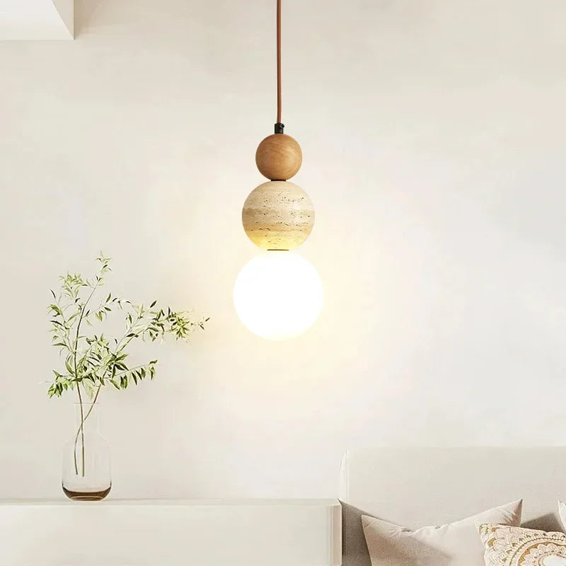 Cream-Style Stone Pendant Chandelier