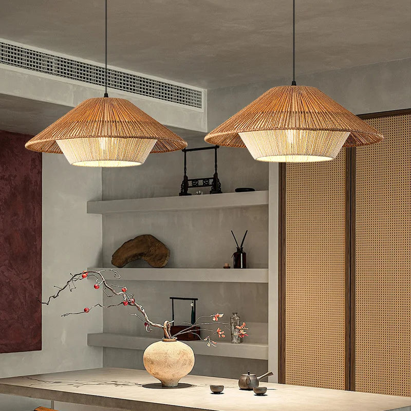 Retro Rattan Pendant Chandelier