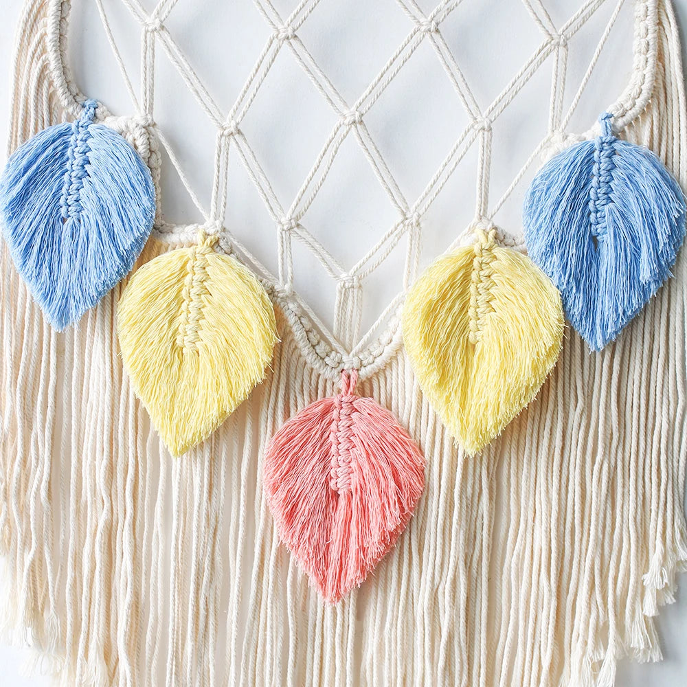 Beaded Leaf Macrame Hanging