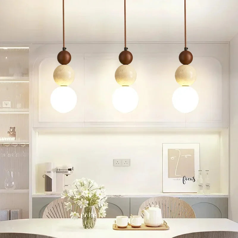 Cream-Style Stone Pendant Chandelier