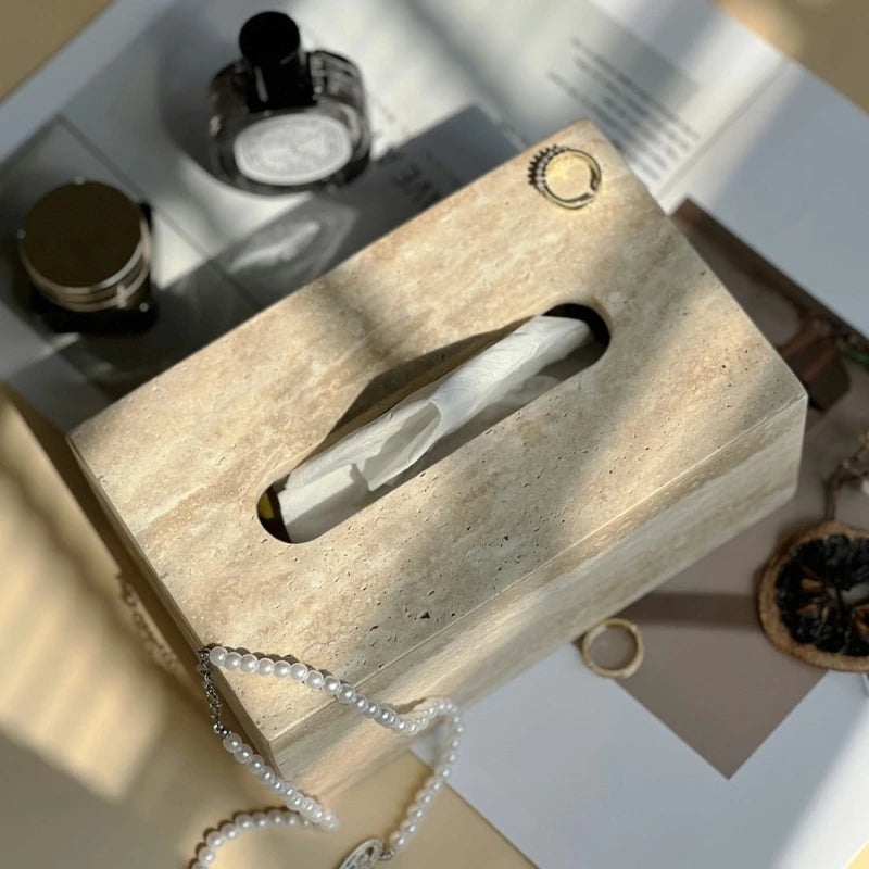 Natural Travertine Tissue Box