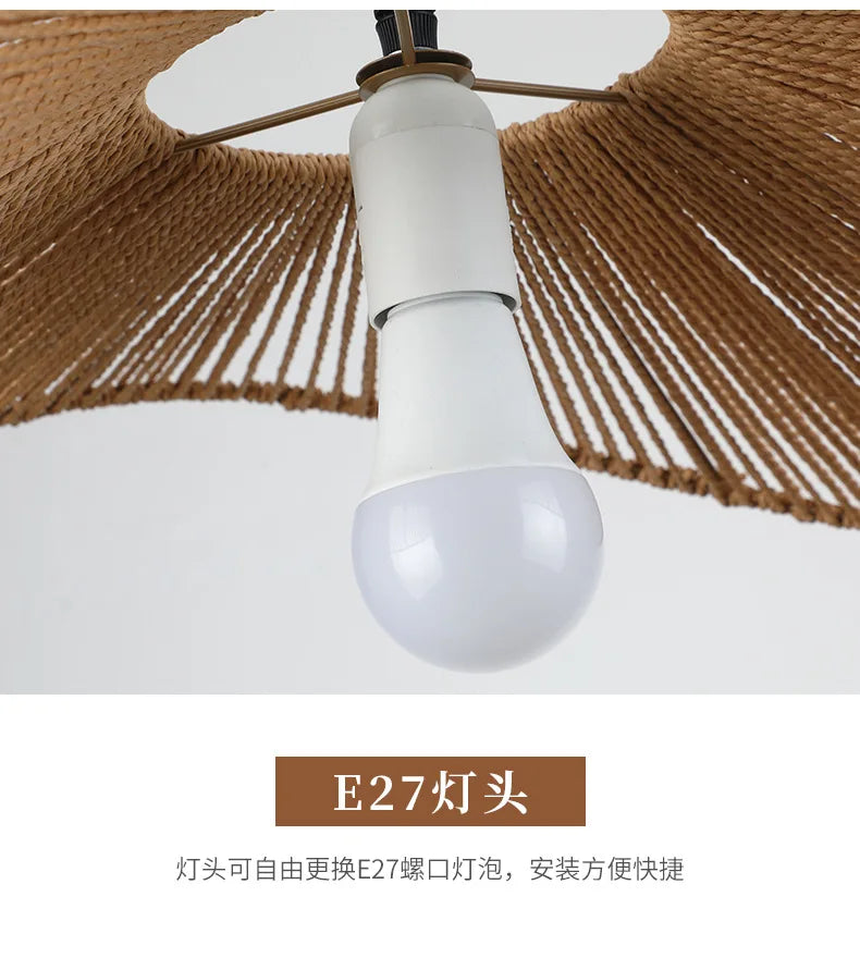 Retro Rattan Pendant Chandelier