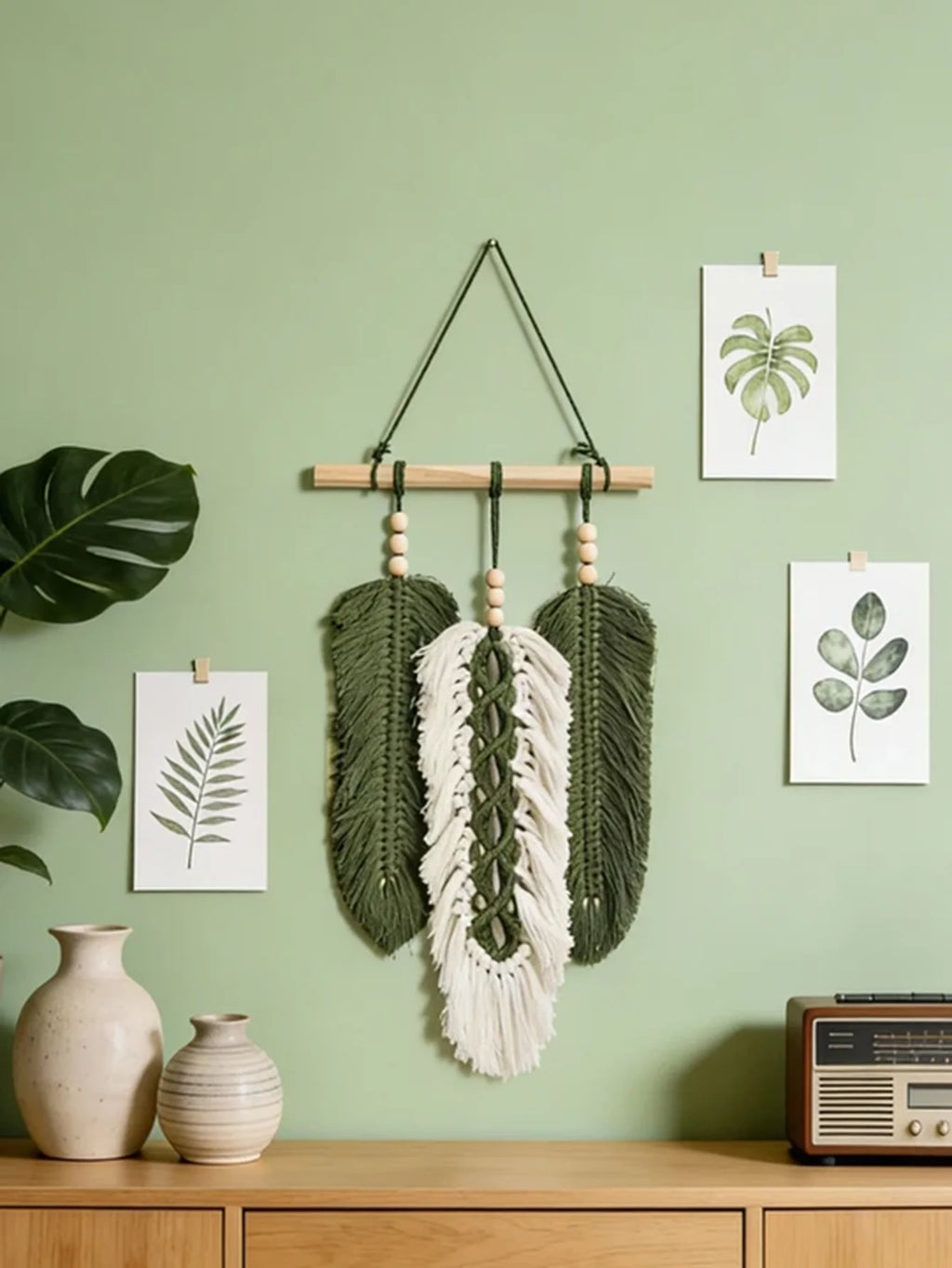 Boho Green Macrame Wall Hanging