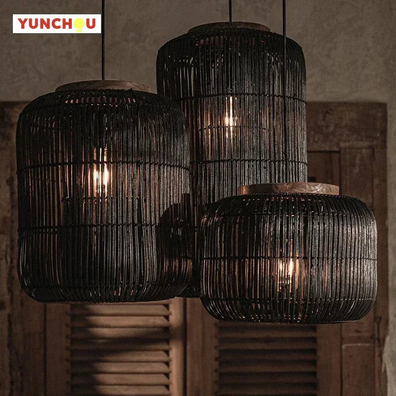 Wabi-Sabi Rattan Pendant Chandelier