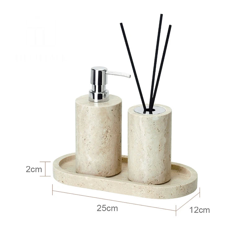 Beige Travertine Accessory Set