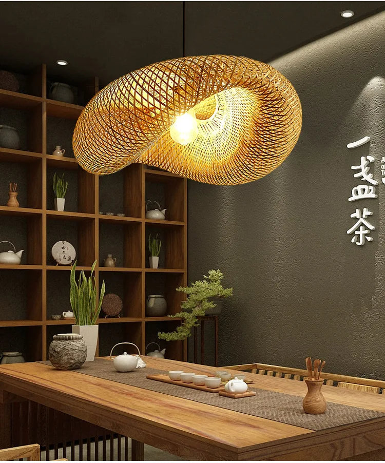 Retro Rattan Pendant Chandelier