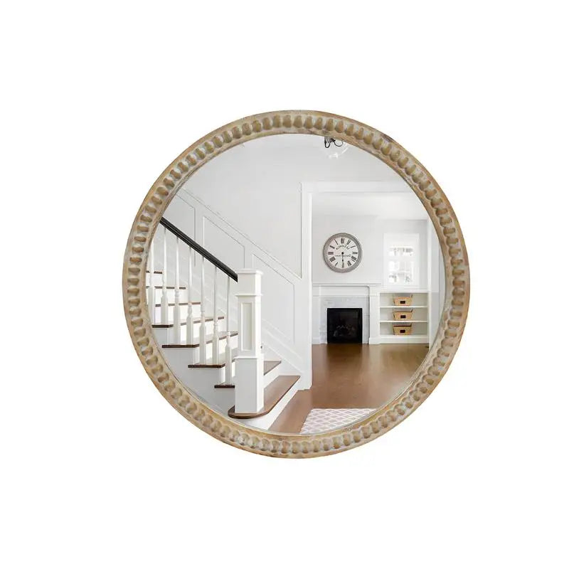 Farmhouse Round Natural Wall Mirror