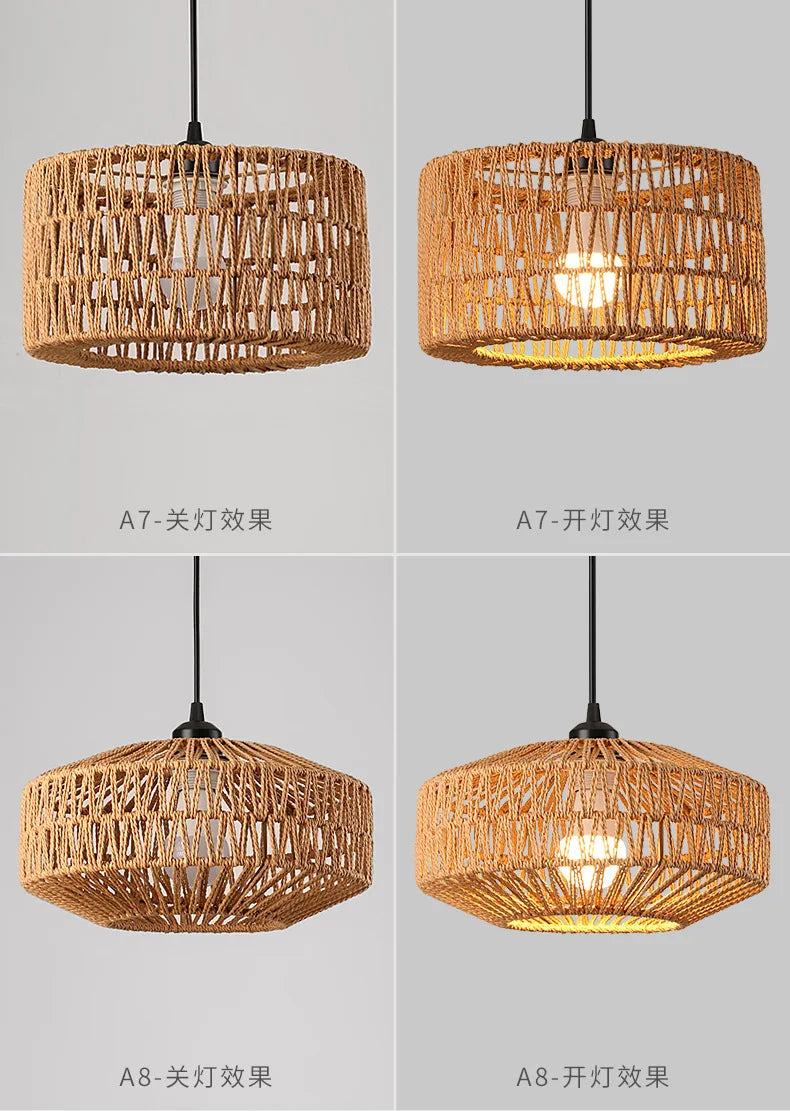 Retro Rattan Pendant Chandelier