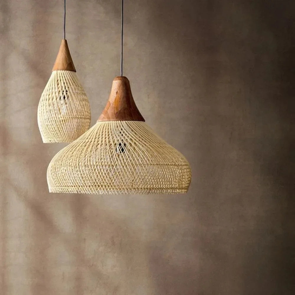 Wabi-Sabi Rattan Pendant Chandelier