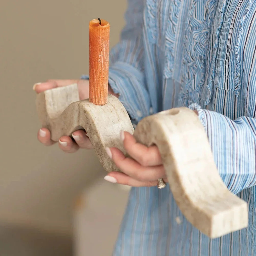 Vintage Travertine Candlestick