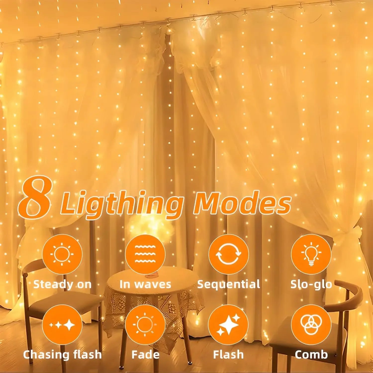 Solar Curtain Fairy Lights