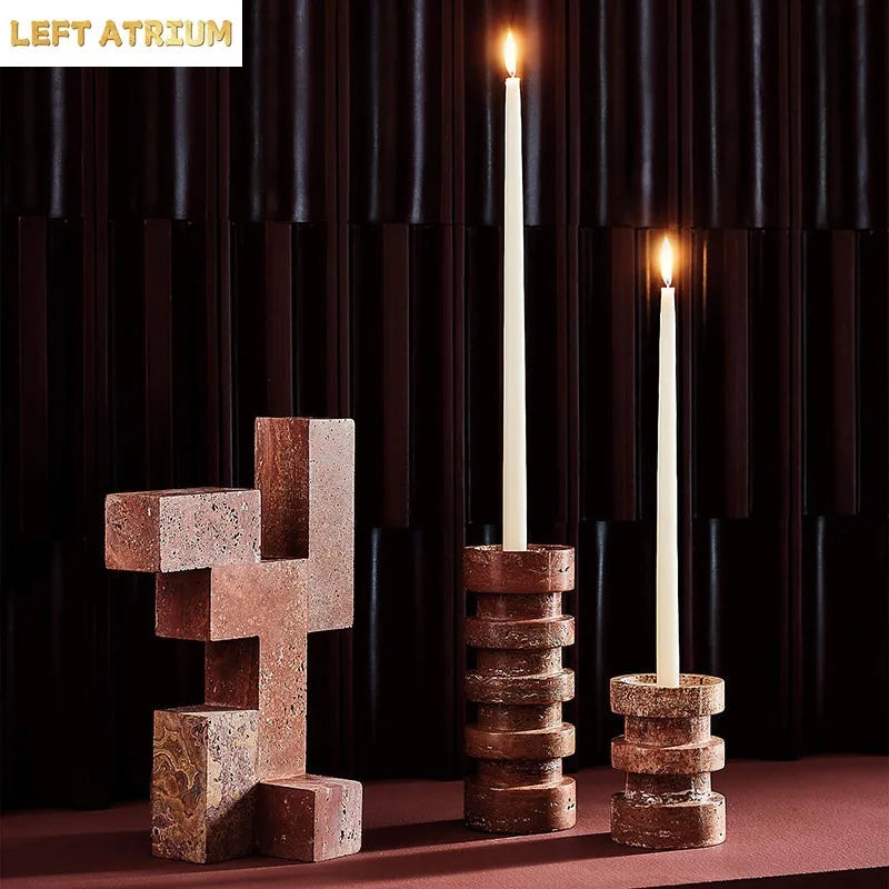 Wabi-Sabi Travertine Candle Holder