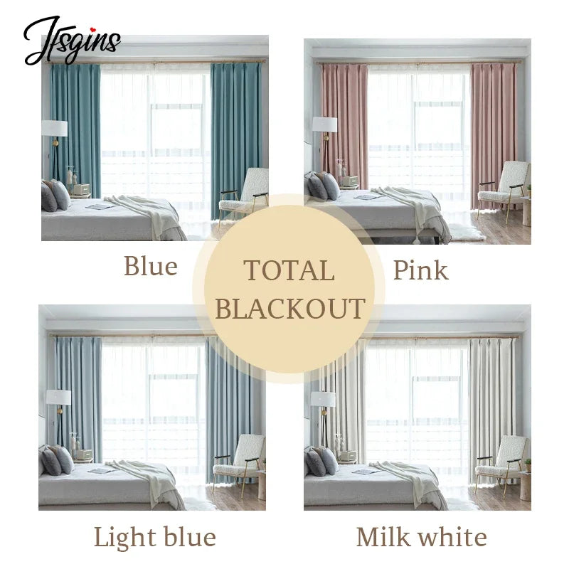 Modern Linen-Blend Blackout Curtains