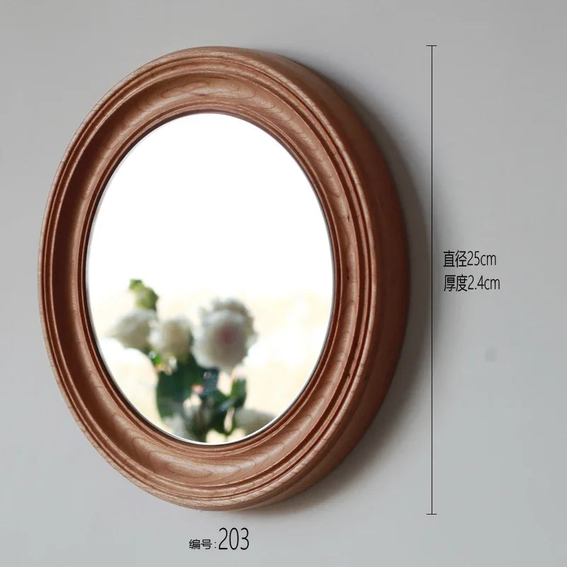 Rustic Round Walnut Wall Mirror