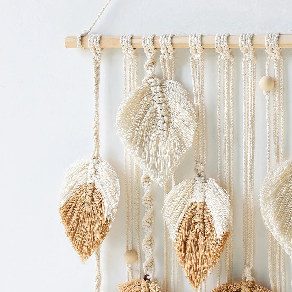 Beaded Leaf Macrame Hanging