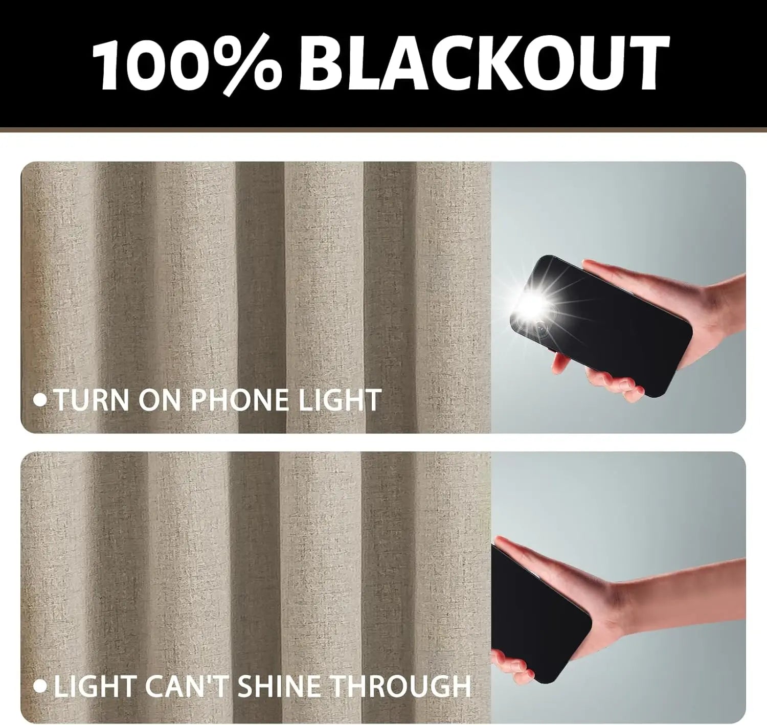 Modern Linen Blackout Curtains, 350cm