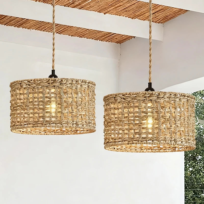 Retro Rattan Pendant Chandelier
