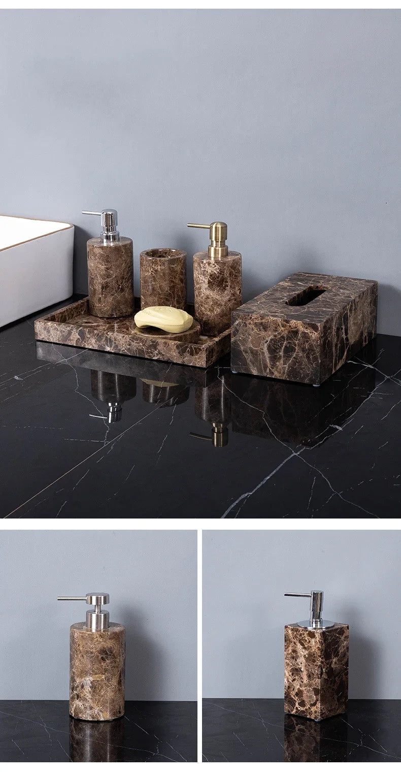 Dark Brown Marble Bath Set