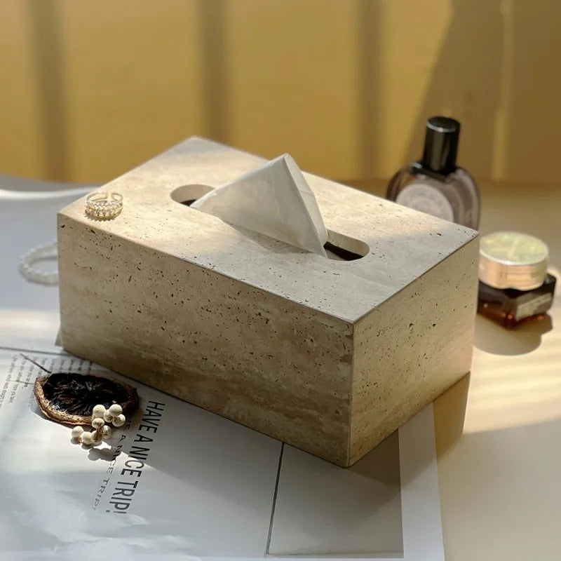 Natural Travertine Tissue Box