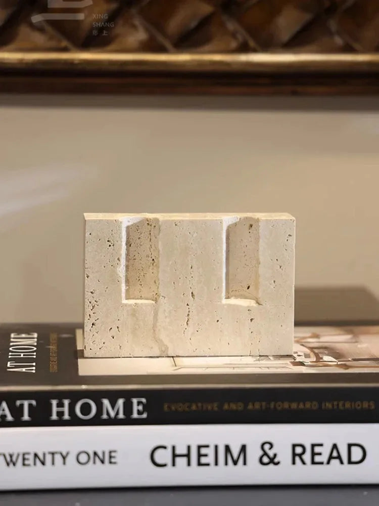 Vintage Travertine Candlestick