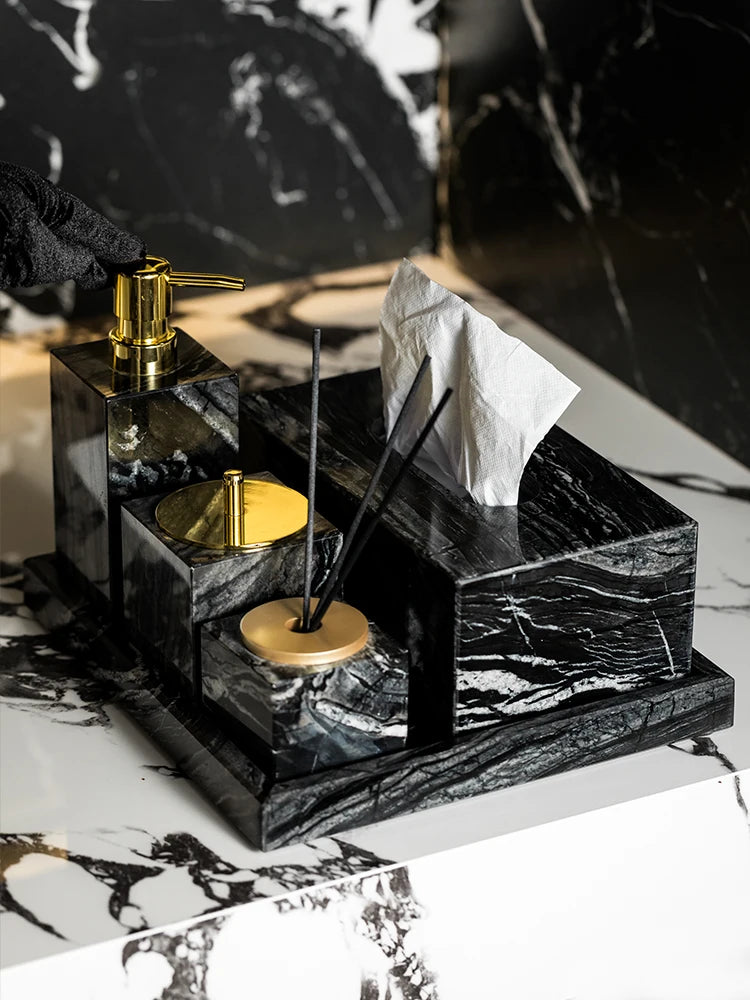 Black Marble Bathroom Set