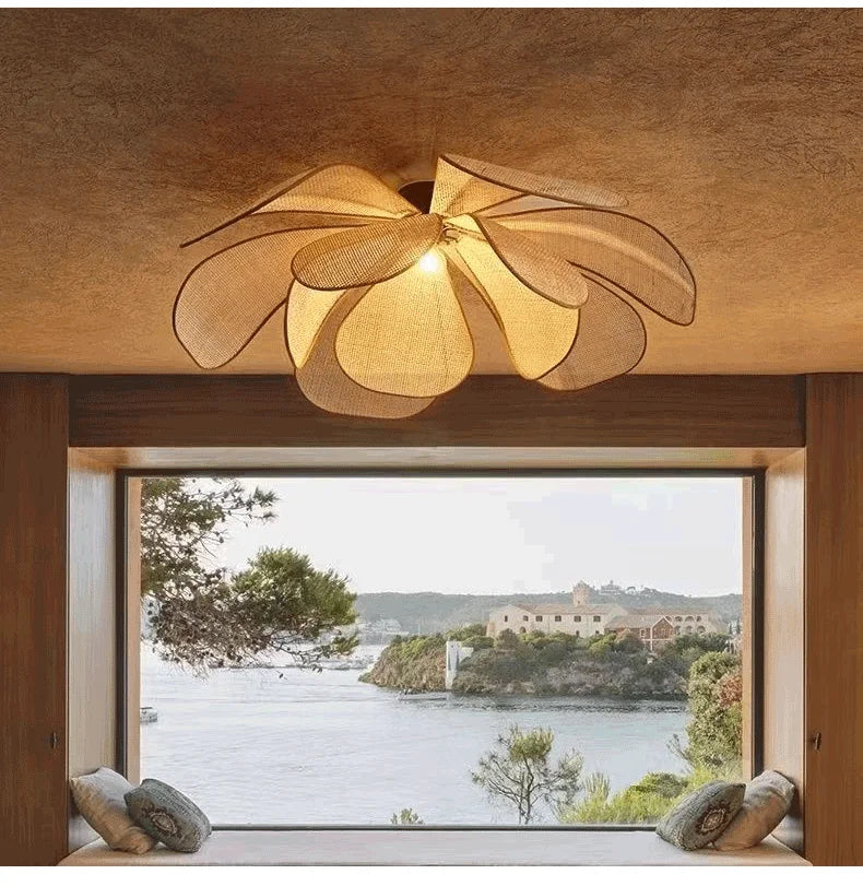 Japanese Rattan Pendant Chandelier