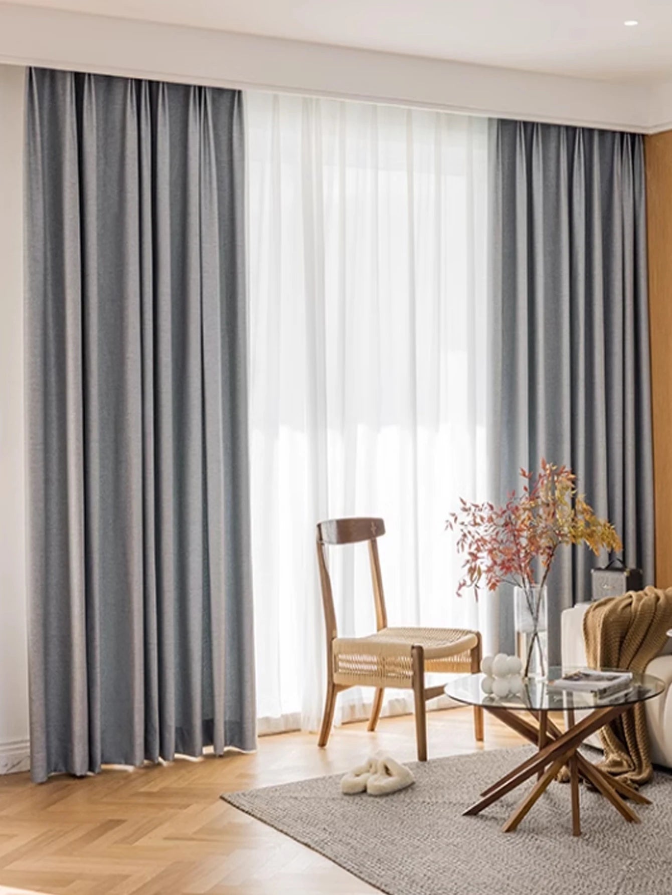 Modern Polyester Linen Blackout Curtains