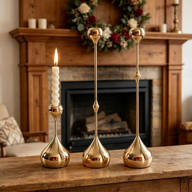 Luxury Brass Candlestick (3-Piece Set)