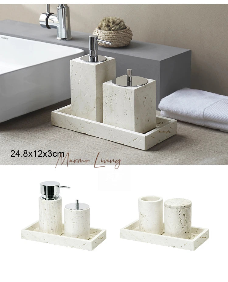 Beige Travertine Bath Set